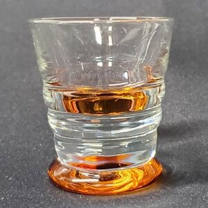 MCM Barware Elegance Amber and Clear Unique VTG Shot Glass Heavy UV Reaction